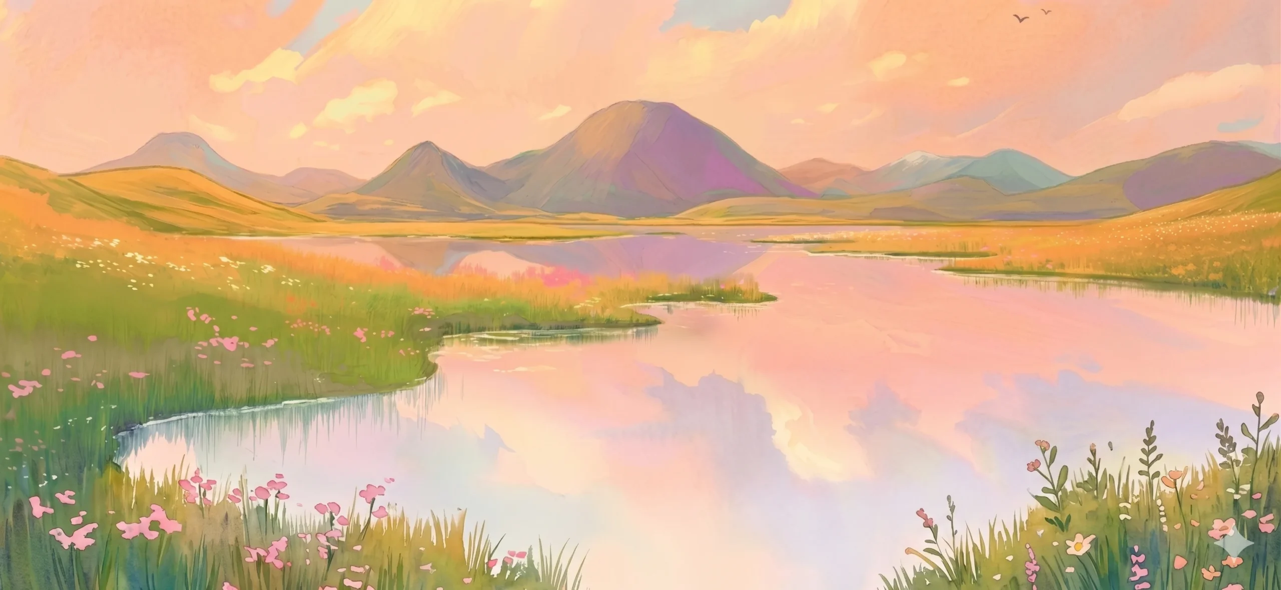Paisaje sereno en estilo watercolor