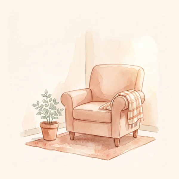 Sillón individual, ilustración en acuarela